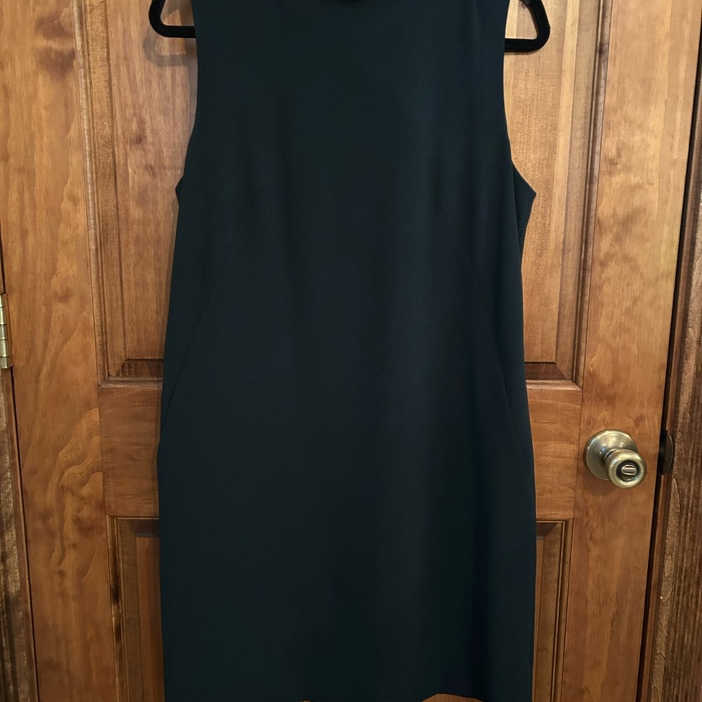 Hunter Green  Sleeveless Halter Sheath Dress with Black Embellished Neck